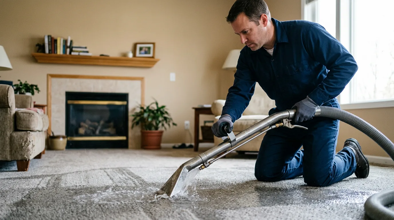 Water damage restoration technician working near Larsen Bay, AK
